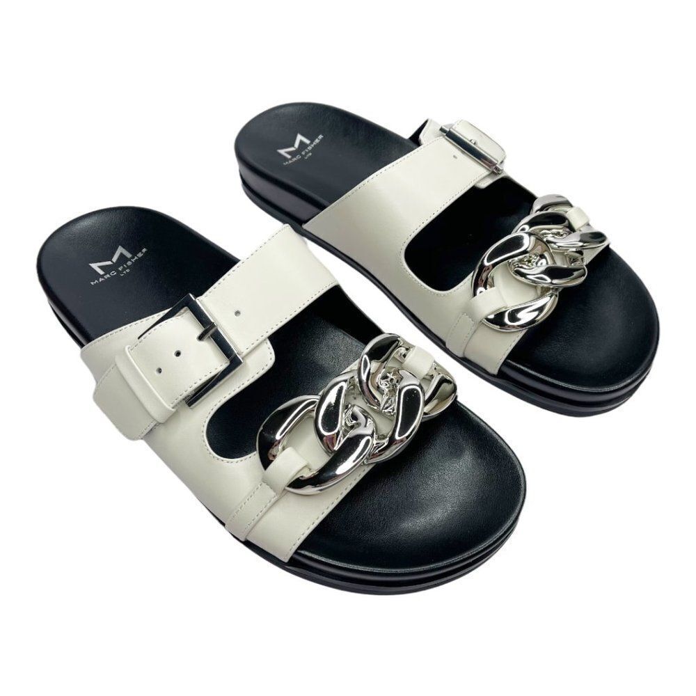 MARC FISHER Fresno Ivory Chunky Slip Sandals - Picture 3 of 9